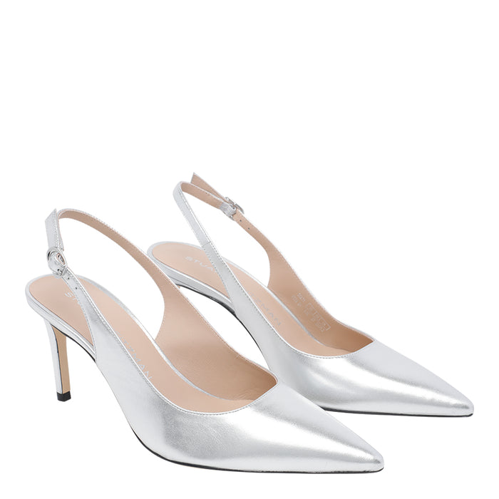 Stuart Weitzman With Heel Silver Calf Leather/leather Sole