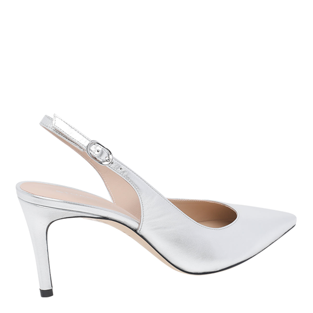 Stuart Weitzman With Heel Silver Calf Leather/leather Sole