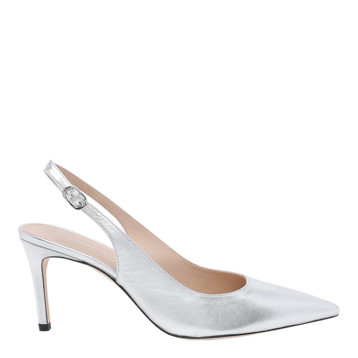 Stuart Weitzman With Heel Silver Calf Leather/leather Sole