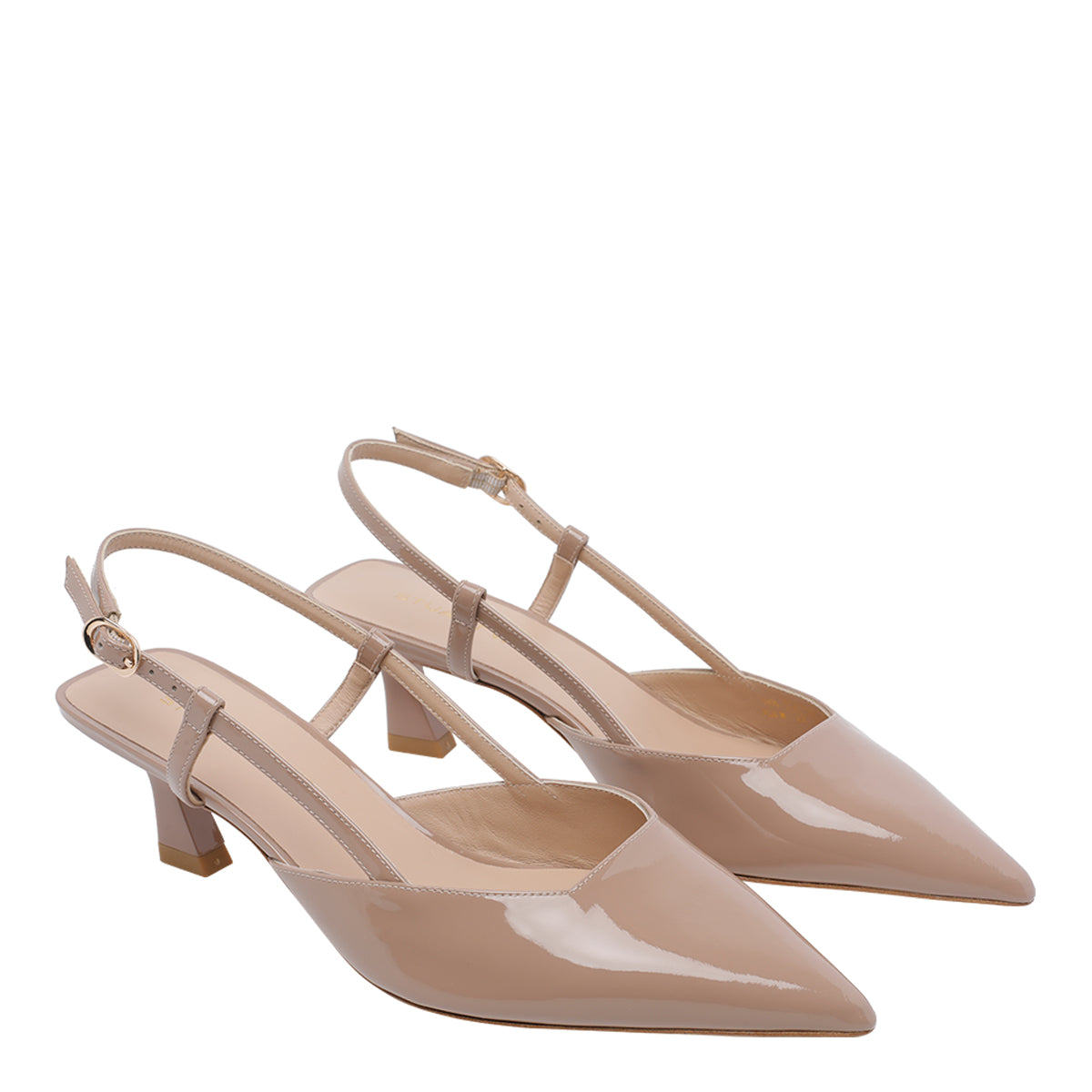 Stuart Weitzman With Heel Beige Patent Leather/leather Sole