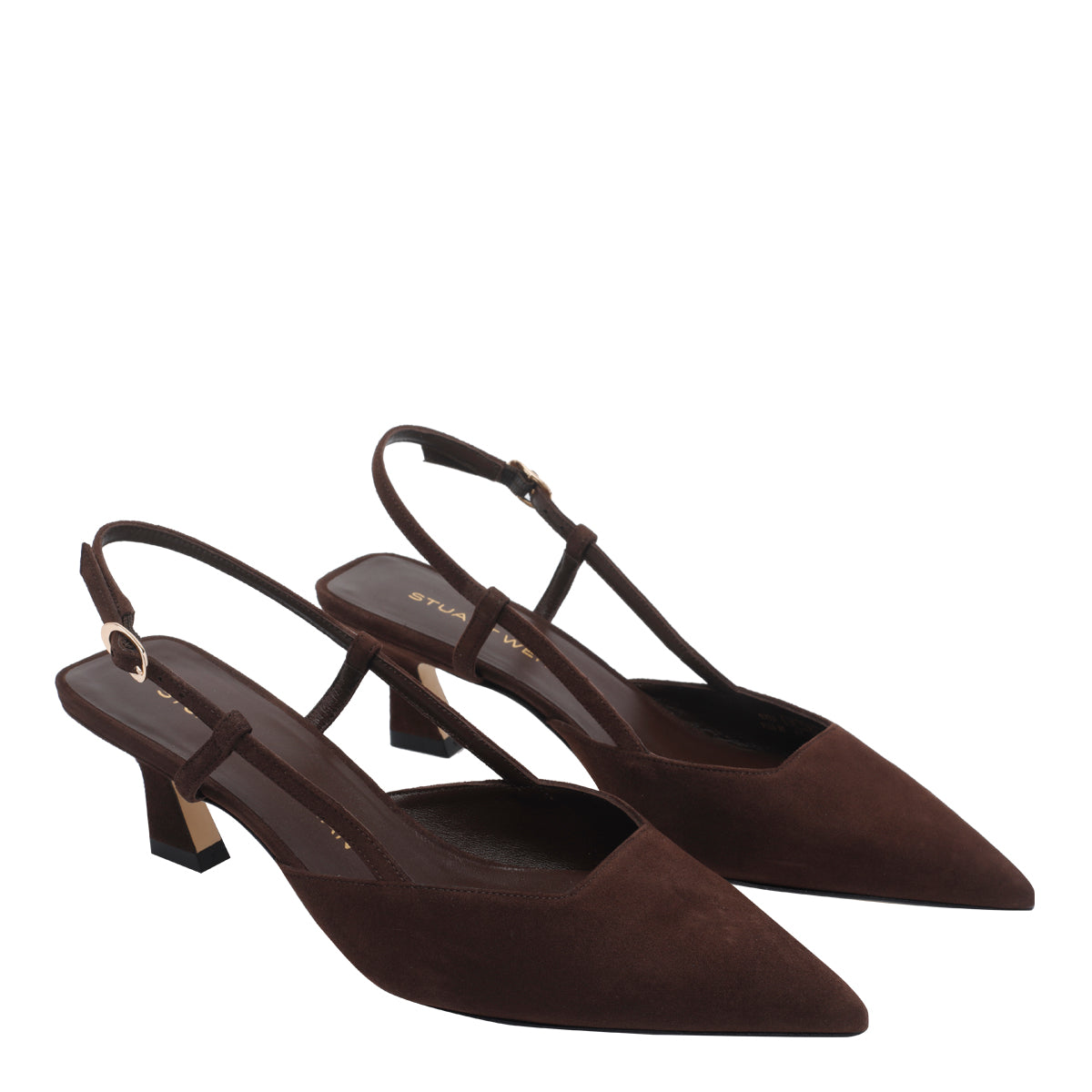Stuart Weitzman With Heel Brown Suede Leather/leather Sole