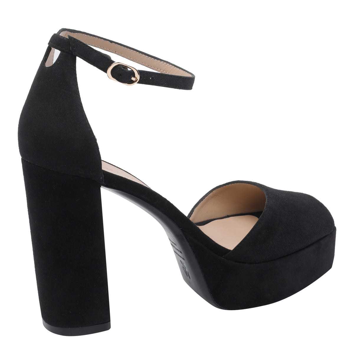Stuart Weitzman With Heel Black Suede Leather/leather Sole