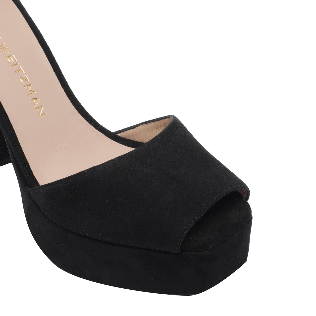 Stuart Weitzman With Heel Black Suede Leather/leather Sole
