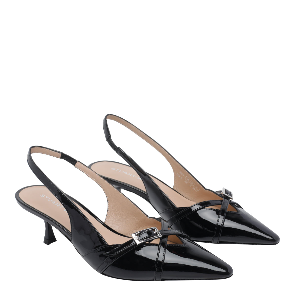 Stuart Weitzman With Heel Black Patent Leather/leather Sole