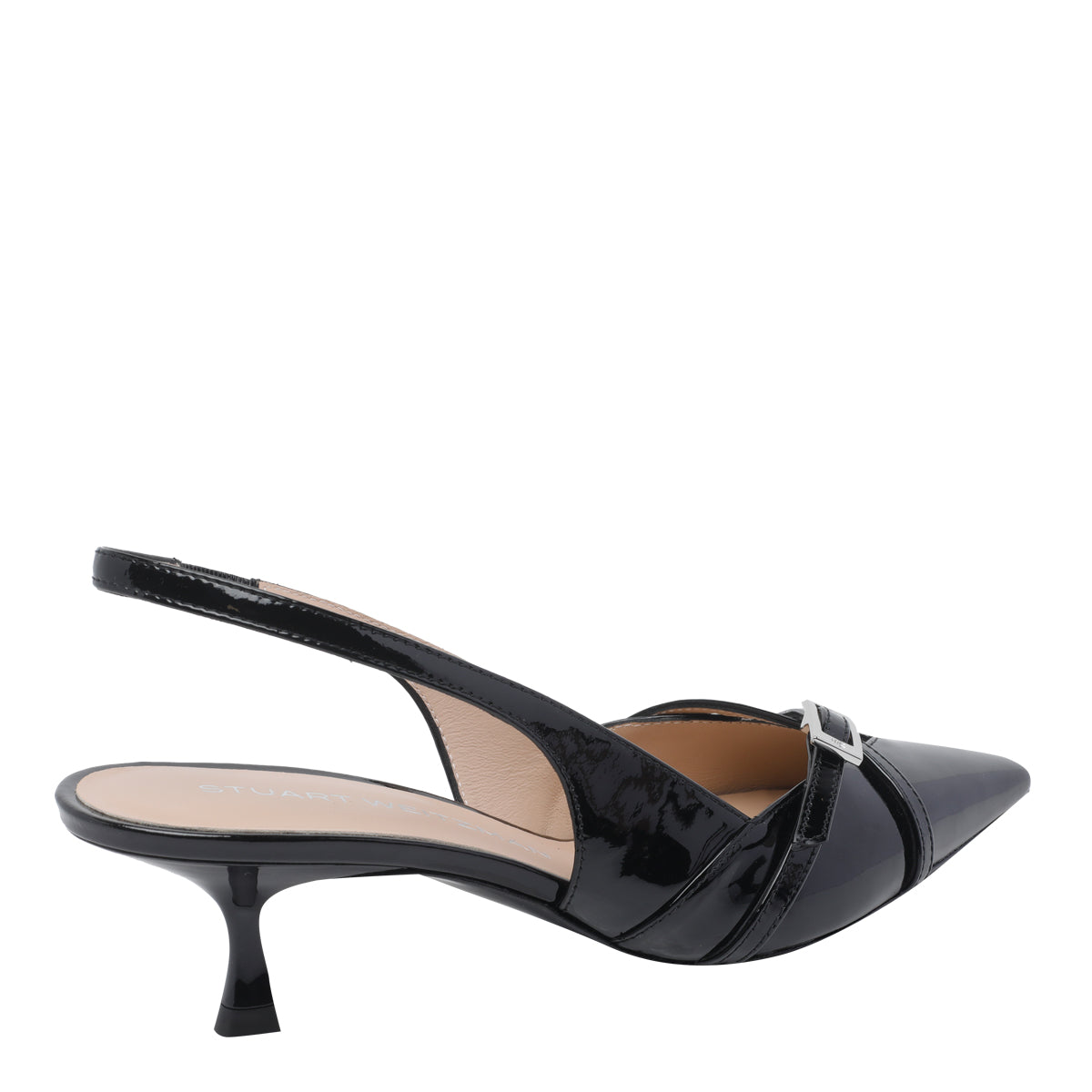 Stuart Weitzman With Heel Black Patent Leather/leather Sole