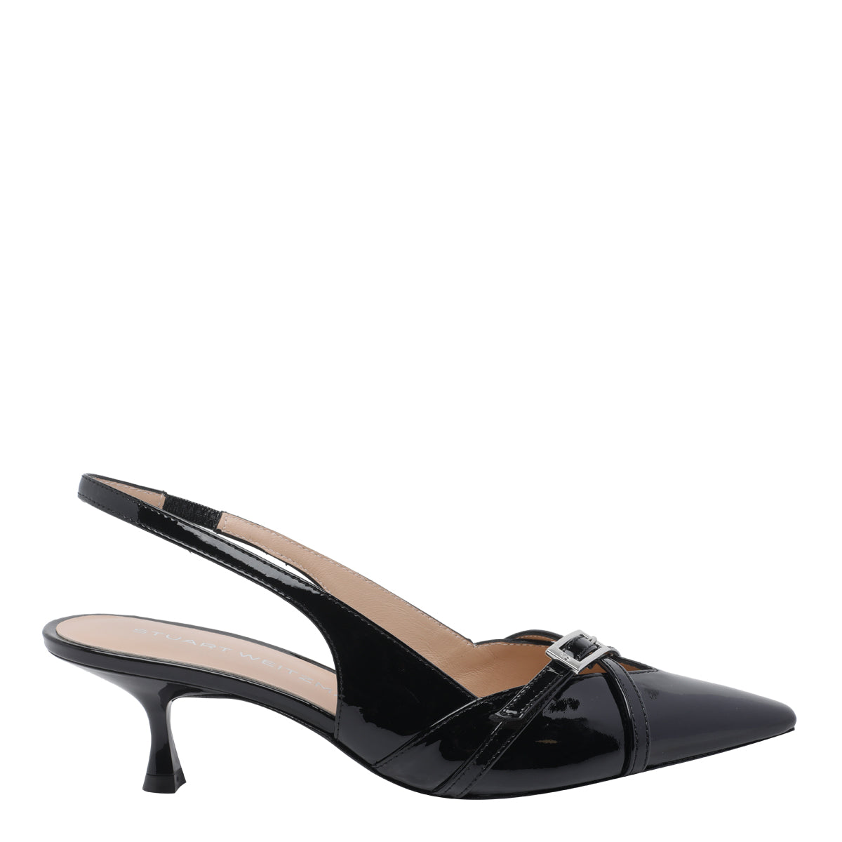 Stuart Weitzman With Heel Black Patent Leather/leather Sole