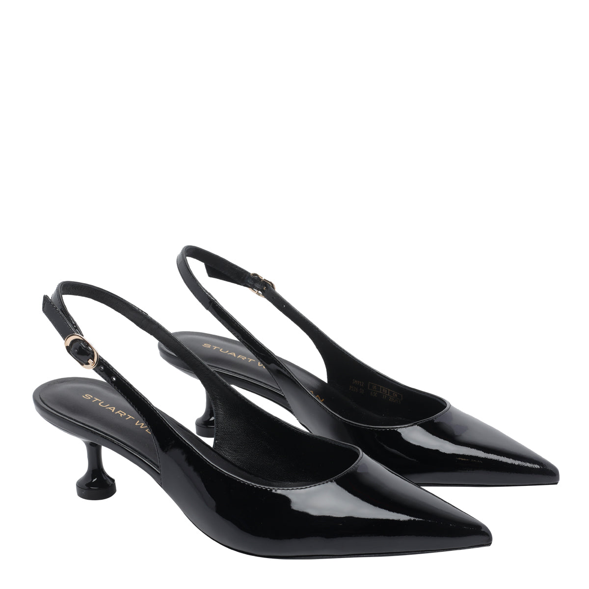 Stuart Weitzman With Heel Black Patent Leather/leather Sole