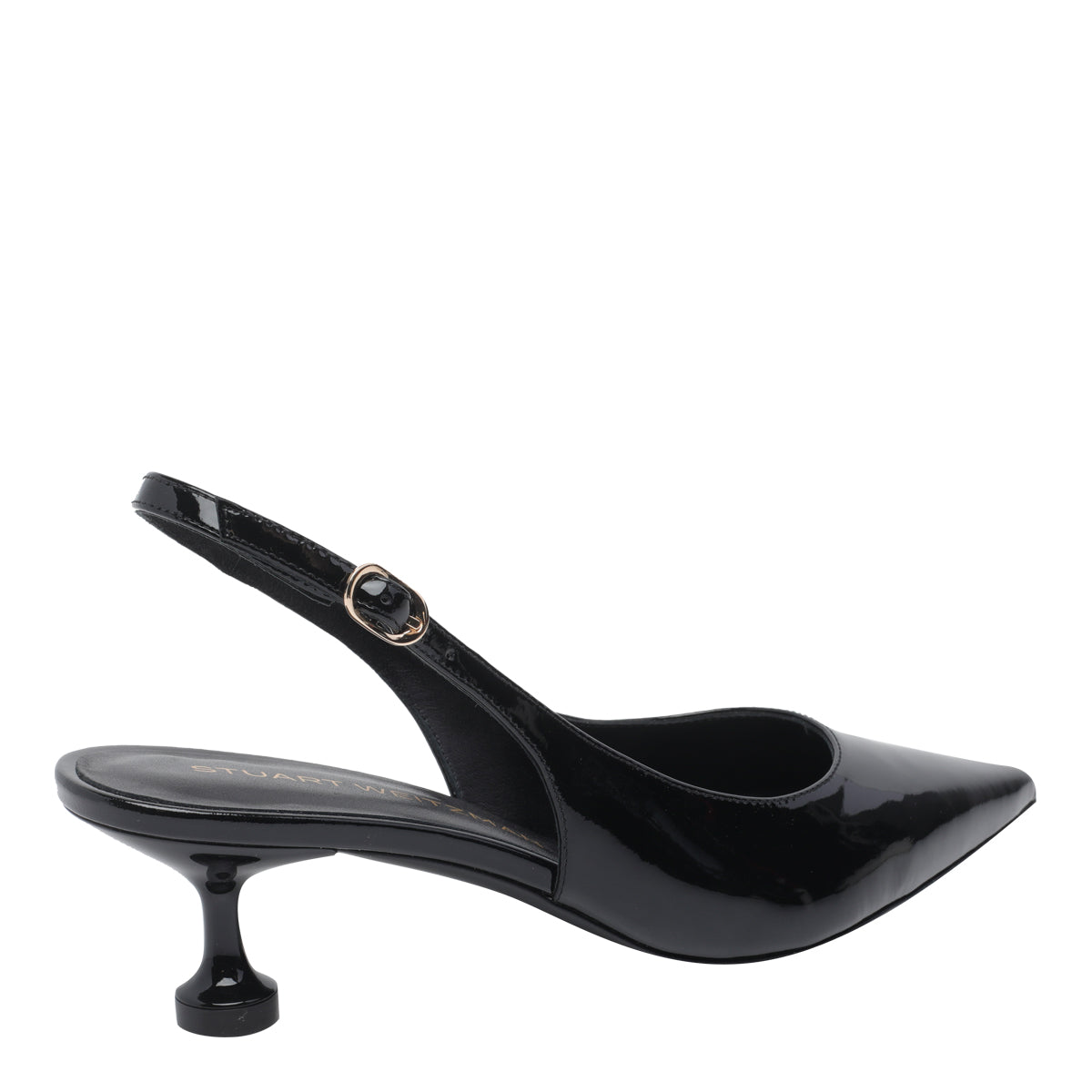 Stuart Weitzman With Heel Black Patent Leather/leather Sole