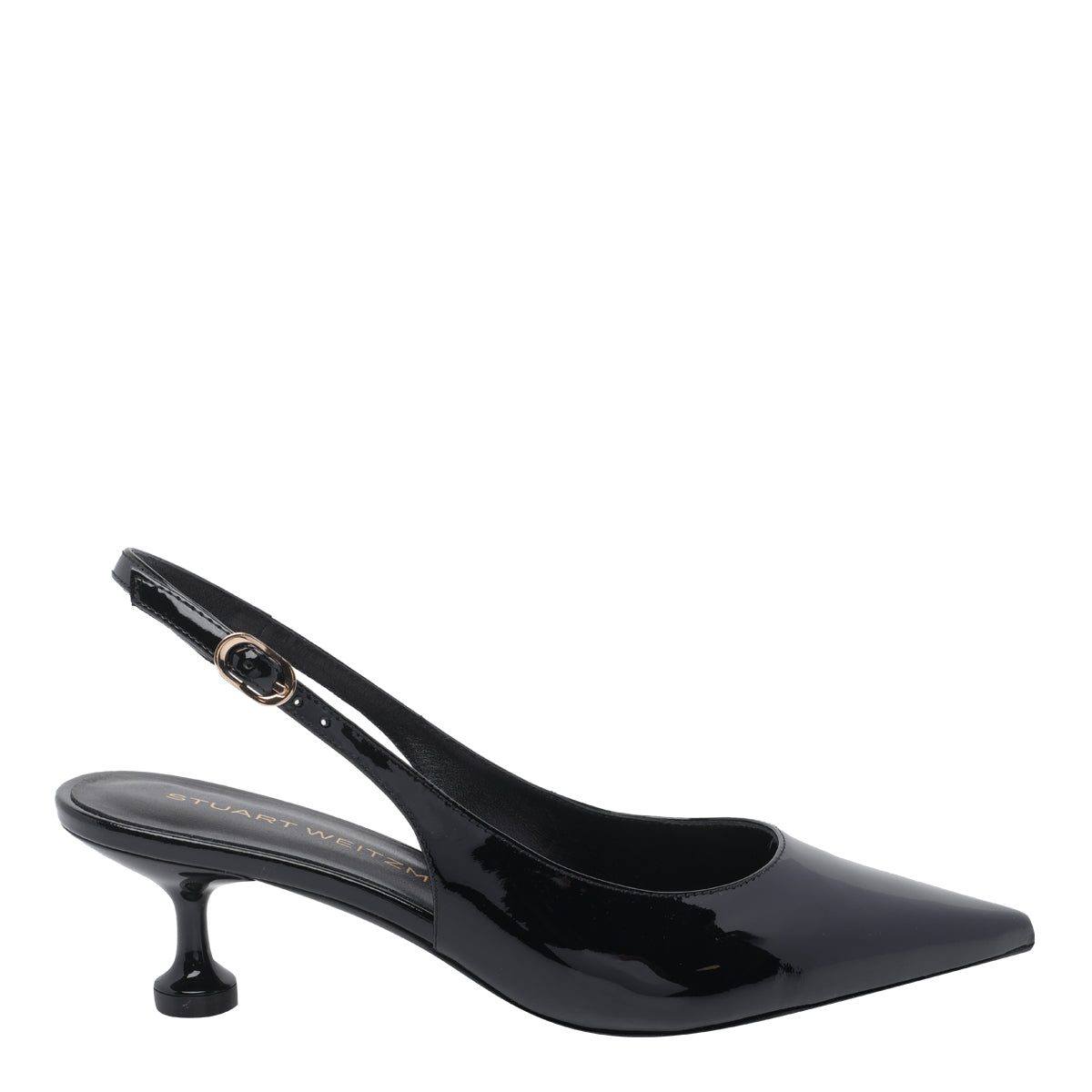 Stuart Weitzman With Heel Black Patent Leather/leather Sole