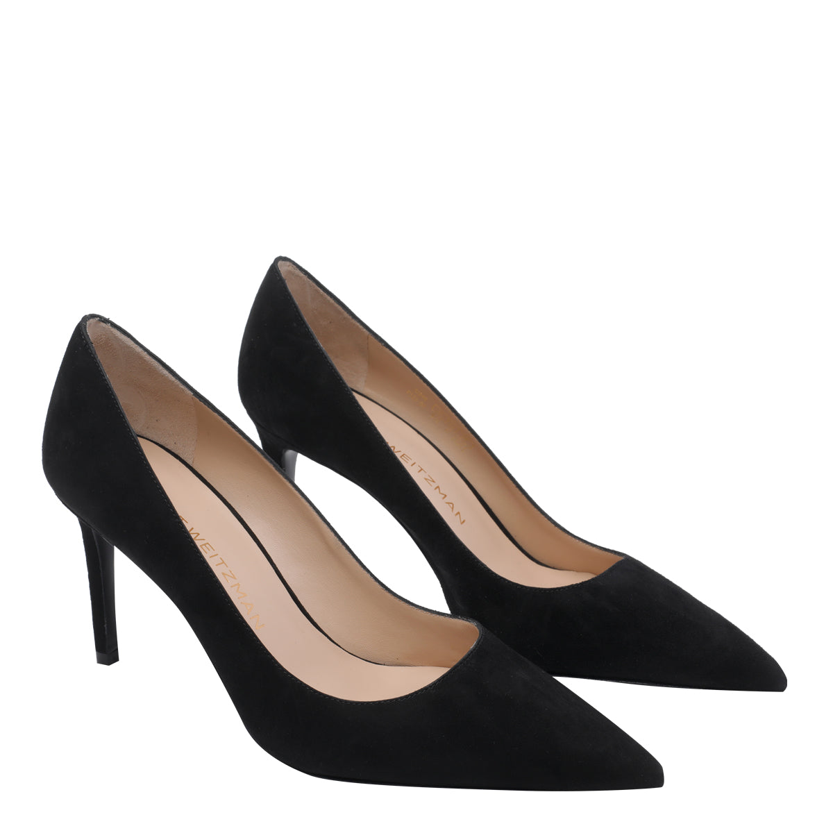 Stuart Weitzman With Heel Black Suede Leather/leather Sole