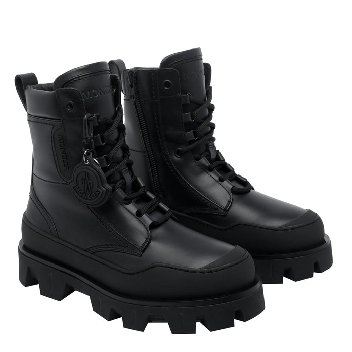 Moncler Boots Black Calf Leather/rubber Sole