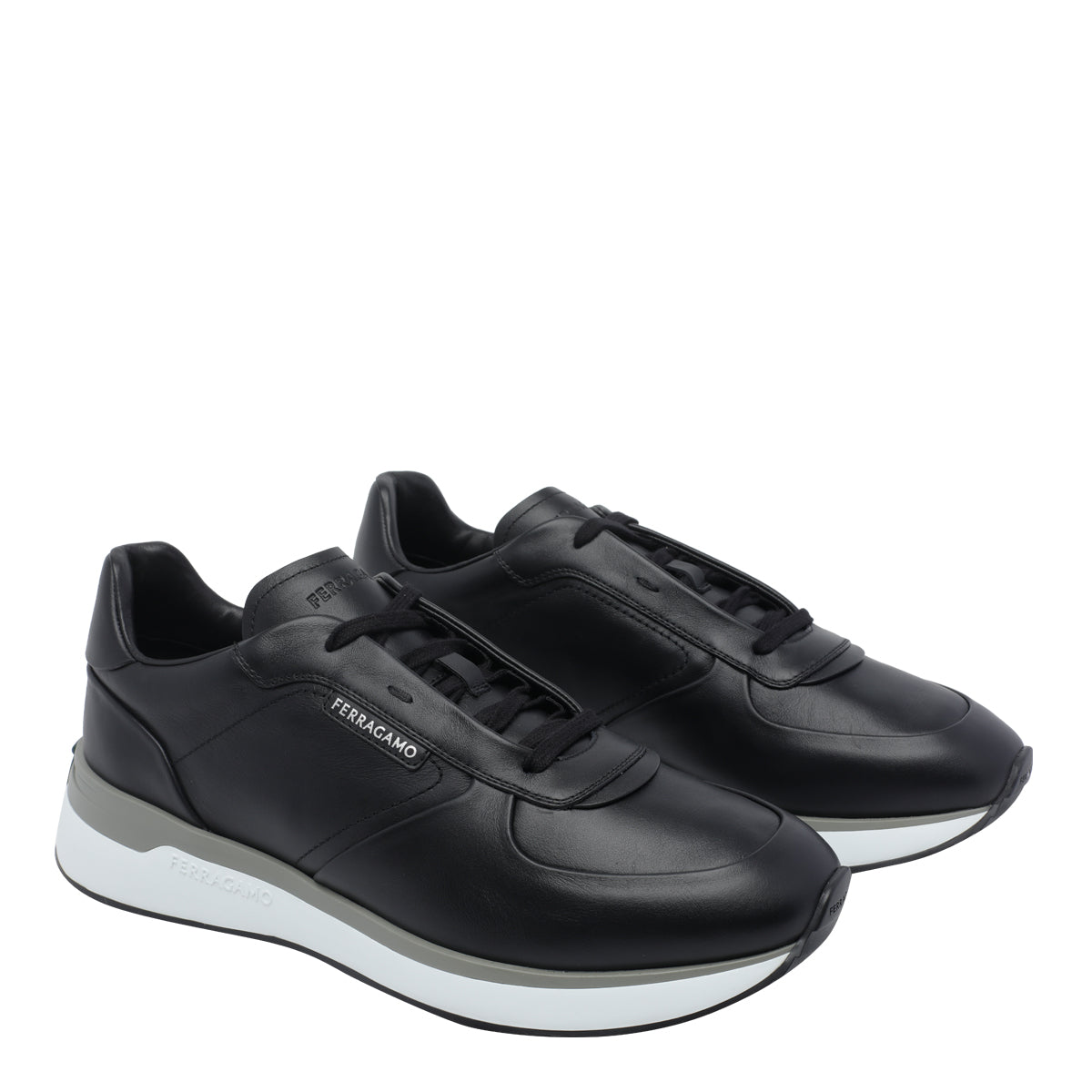 Ferragamo Sneakers Black Calf Leather/rubber Sole