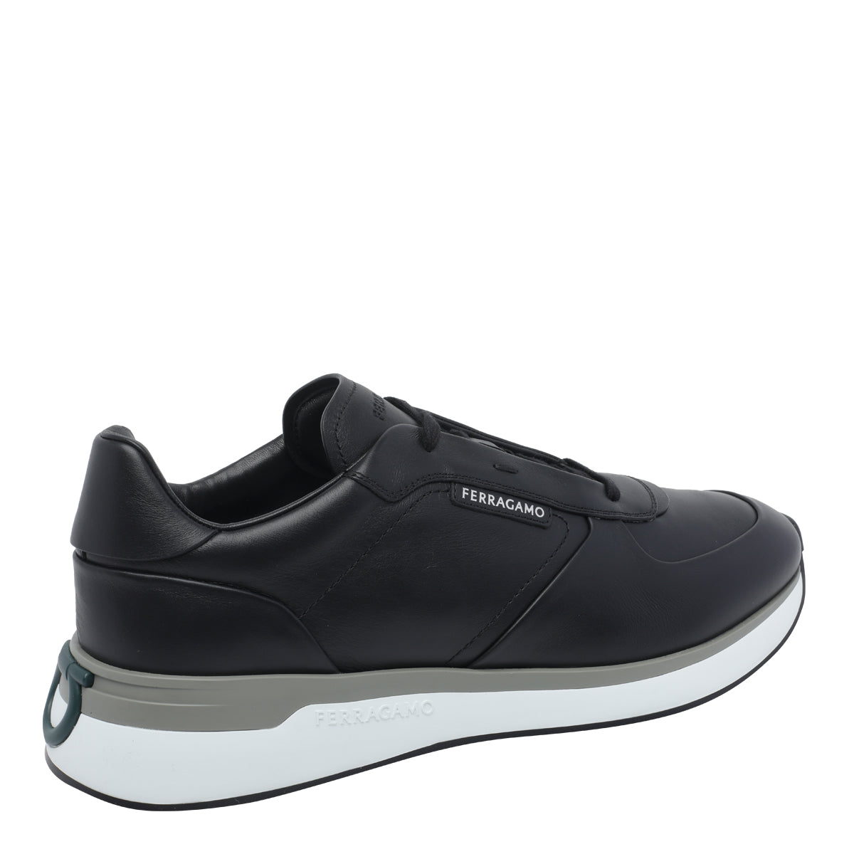 Ferragamo Sneakers Black Calf Leather/rubber Sole
