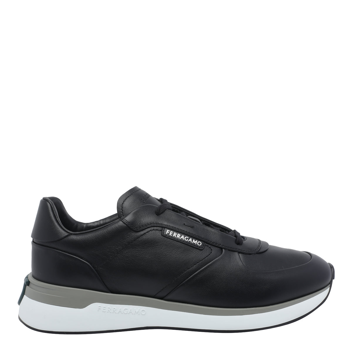 Ferragamo Sneakers Black Calf Leather/rubber Sole