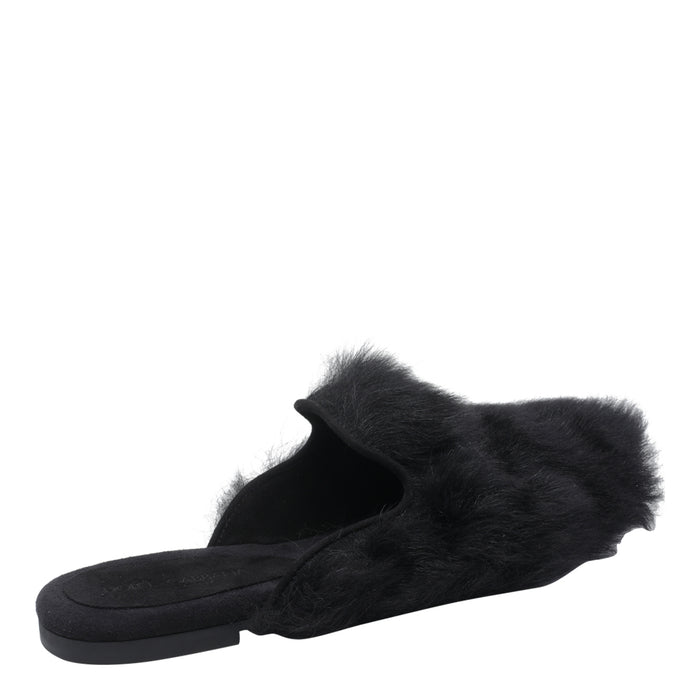 Dolce & Gabbana Sandals Black Real Fur/rubber Sole