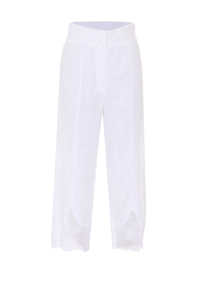 Twin-set Trousers White Linen