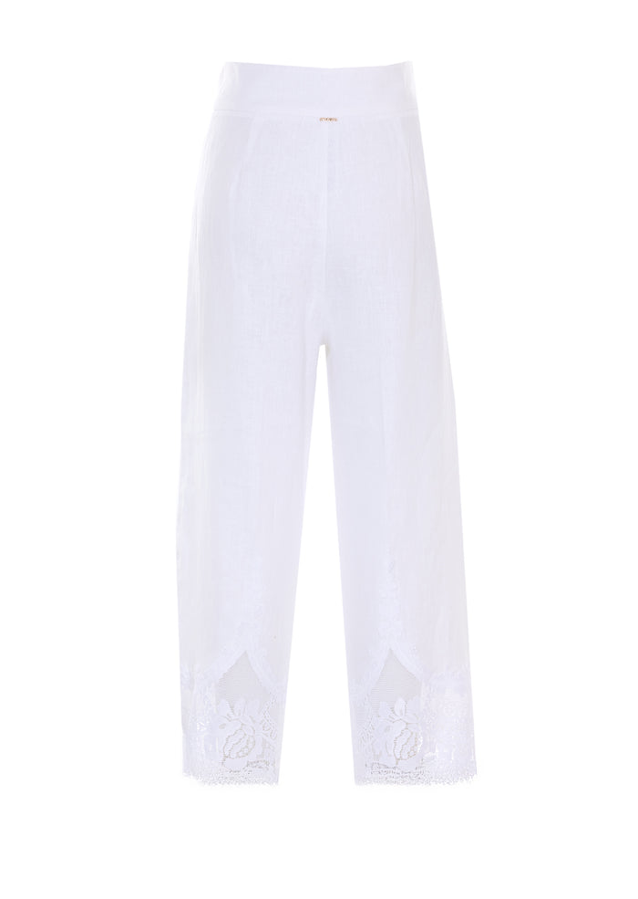 Twin-set Trousers White Linen