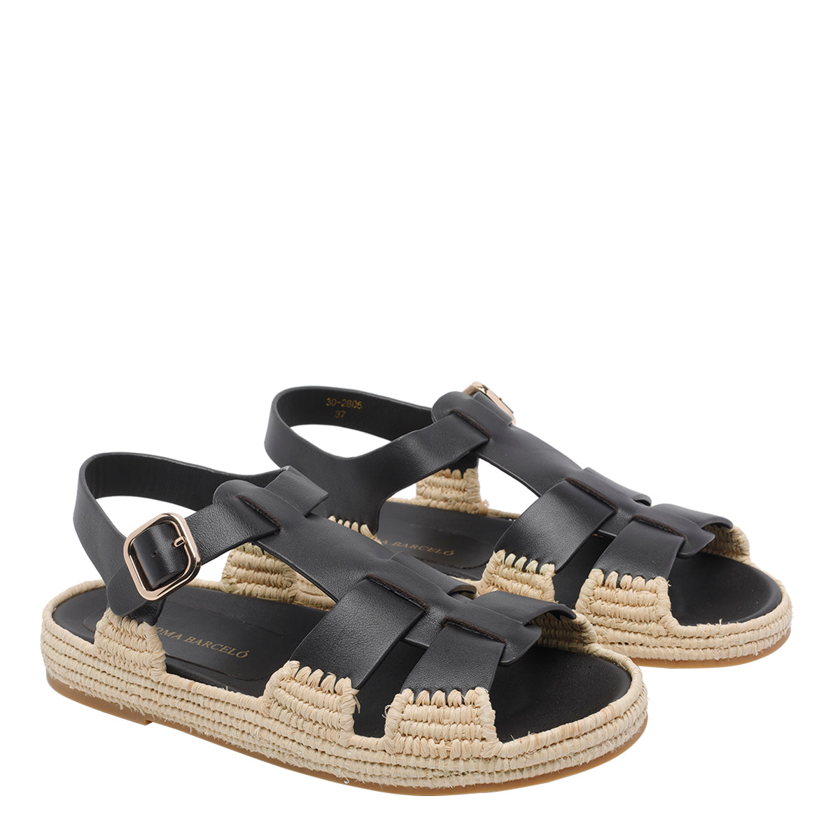 Paloma Barcelò Sandals Brown Calf And Raffia/rubber Sole