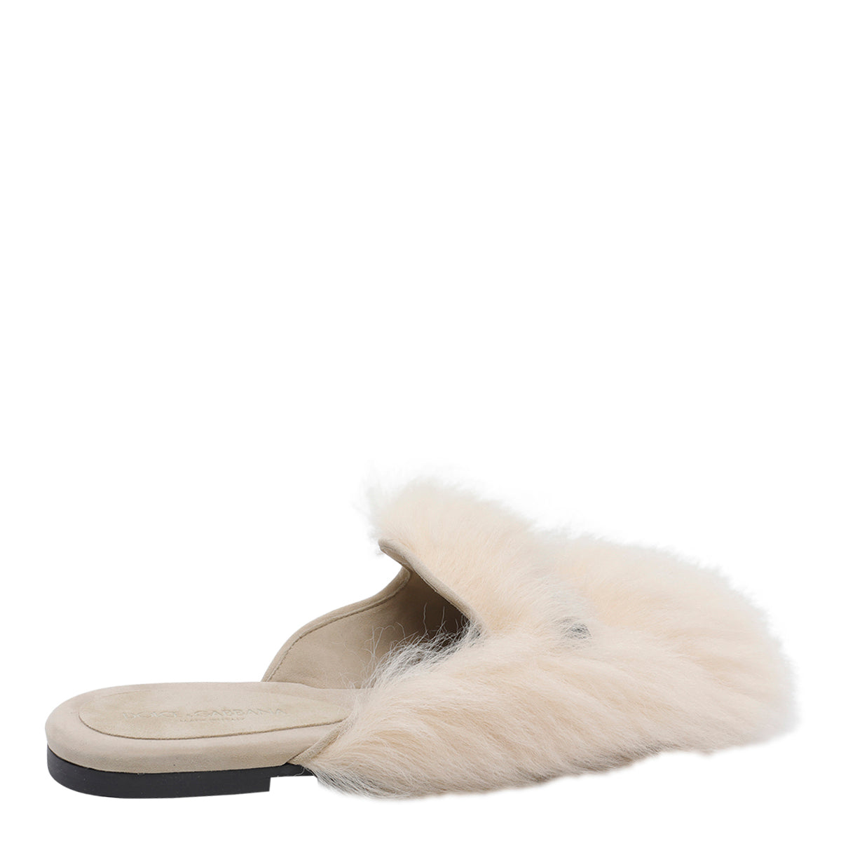 Dolce & Gabbana Sandals White Real Fur/rubber Sole
