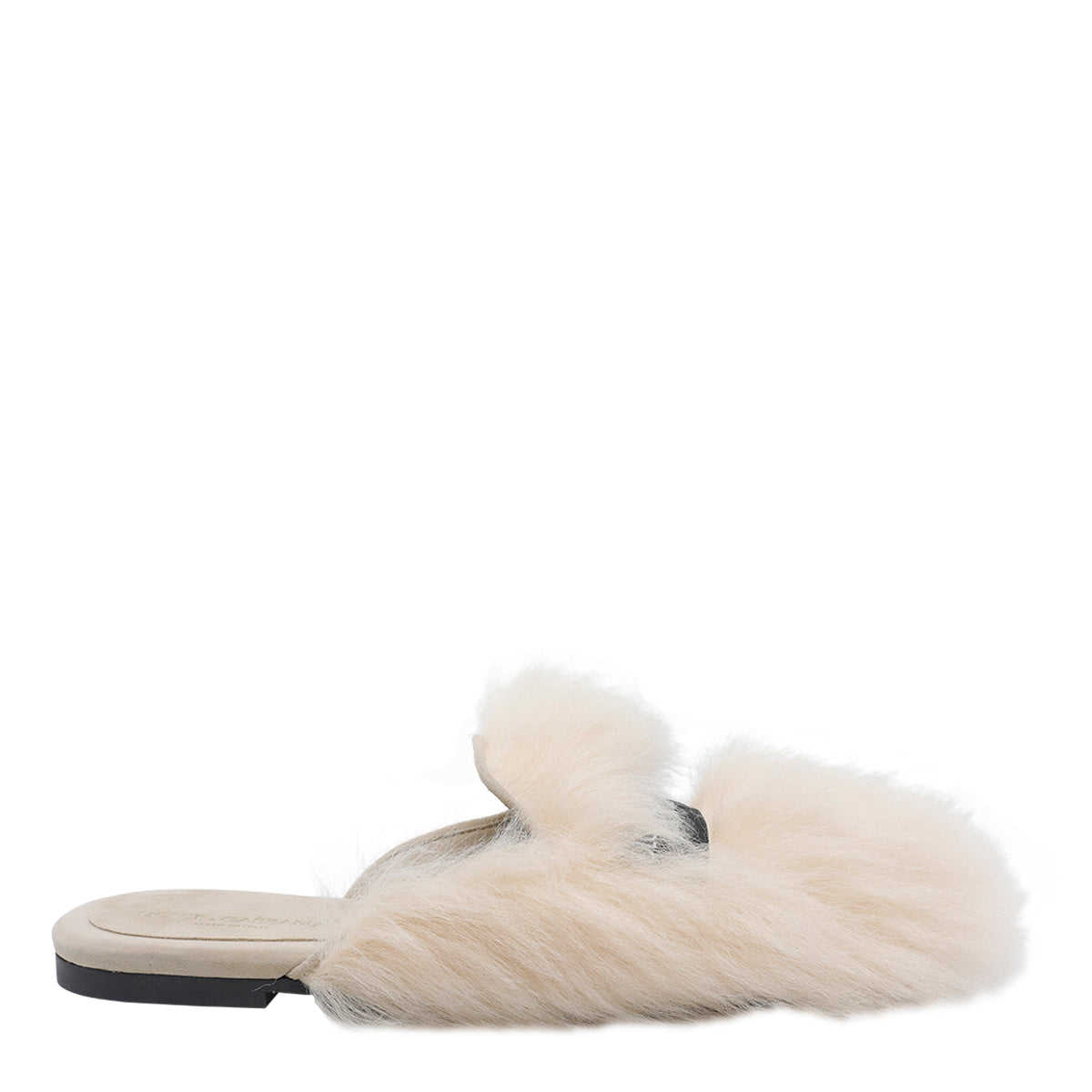 Dolce & Gabbana Sandals White Real Fur/rubber Sole