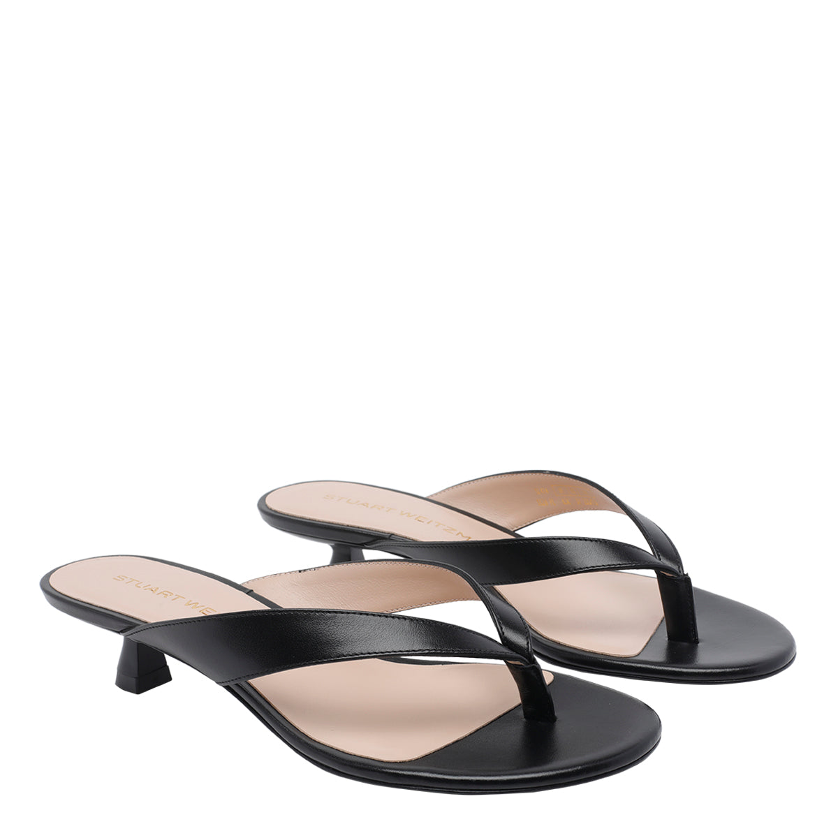 Stuart Weitzman With Heel Black Calf Leather/leather Sole