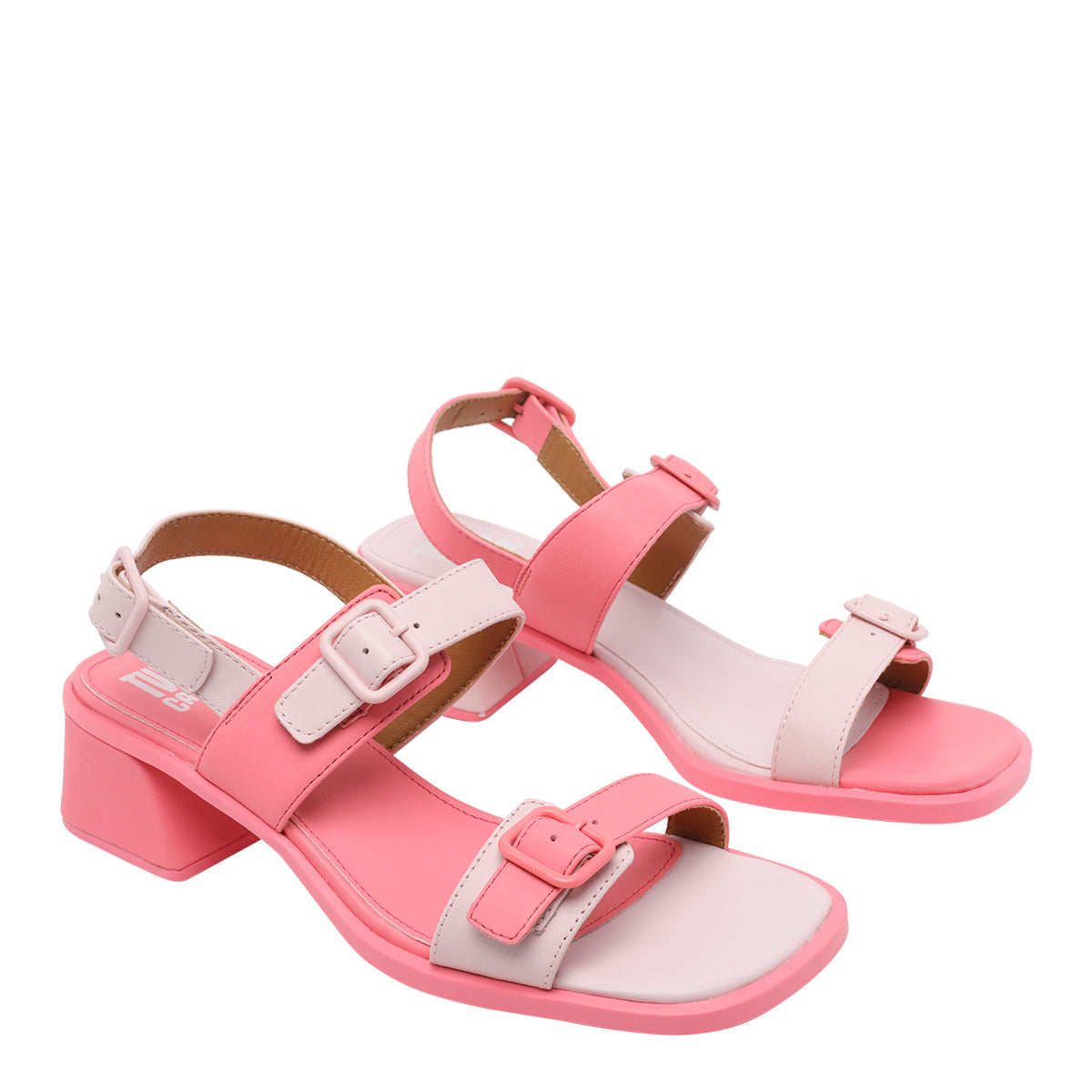 Camper Sandals Pink Calf Leather/rubber Sole
