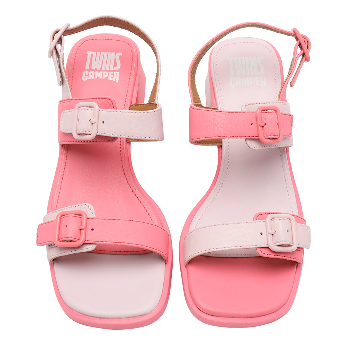 Camper Sandals Pink Calf Leather/rubber Sole