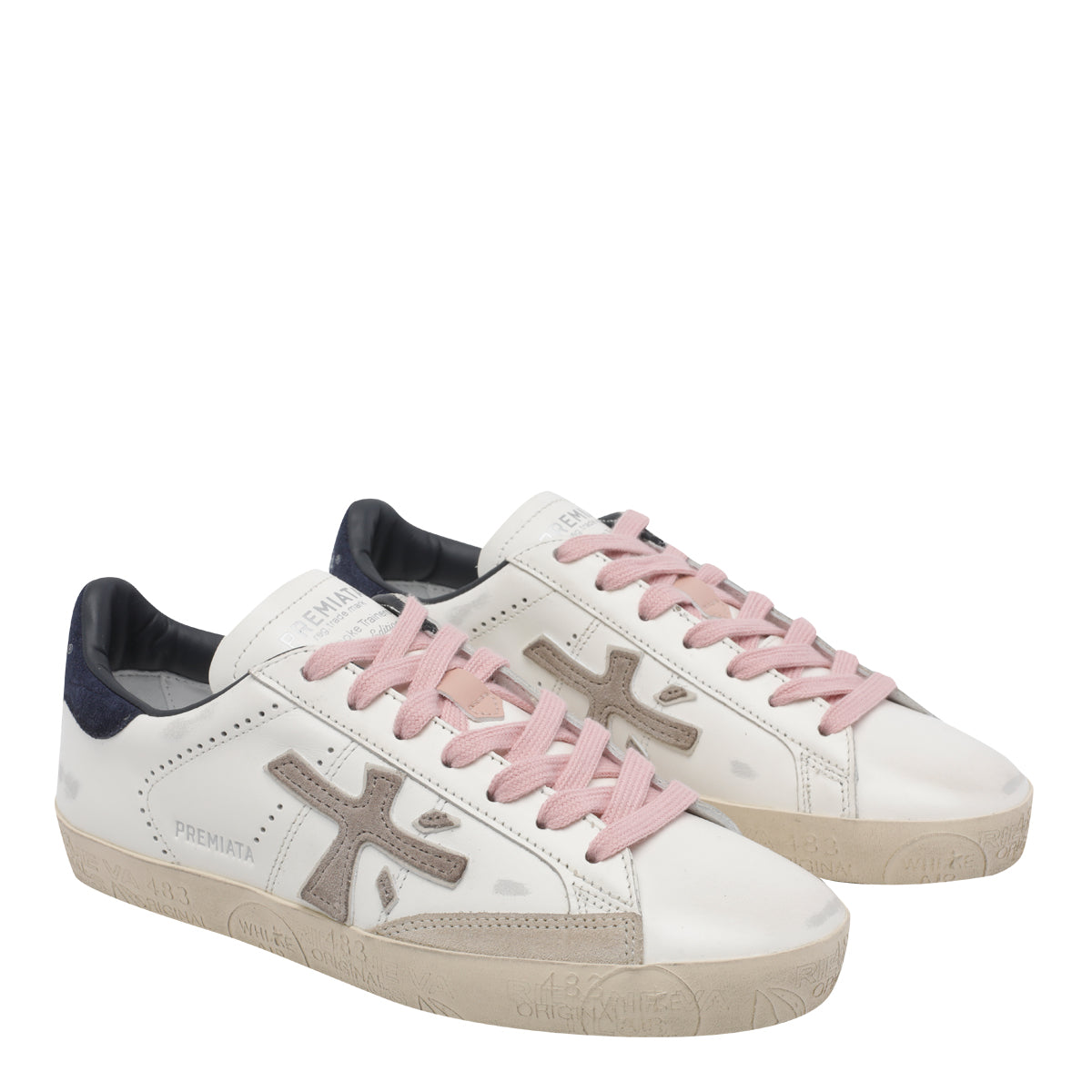 Premiata Sneakers White Calf Leather/rubber Sole