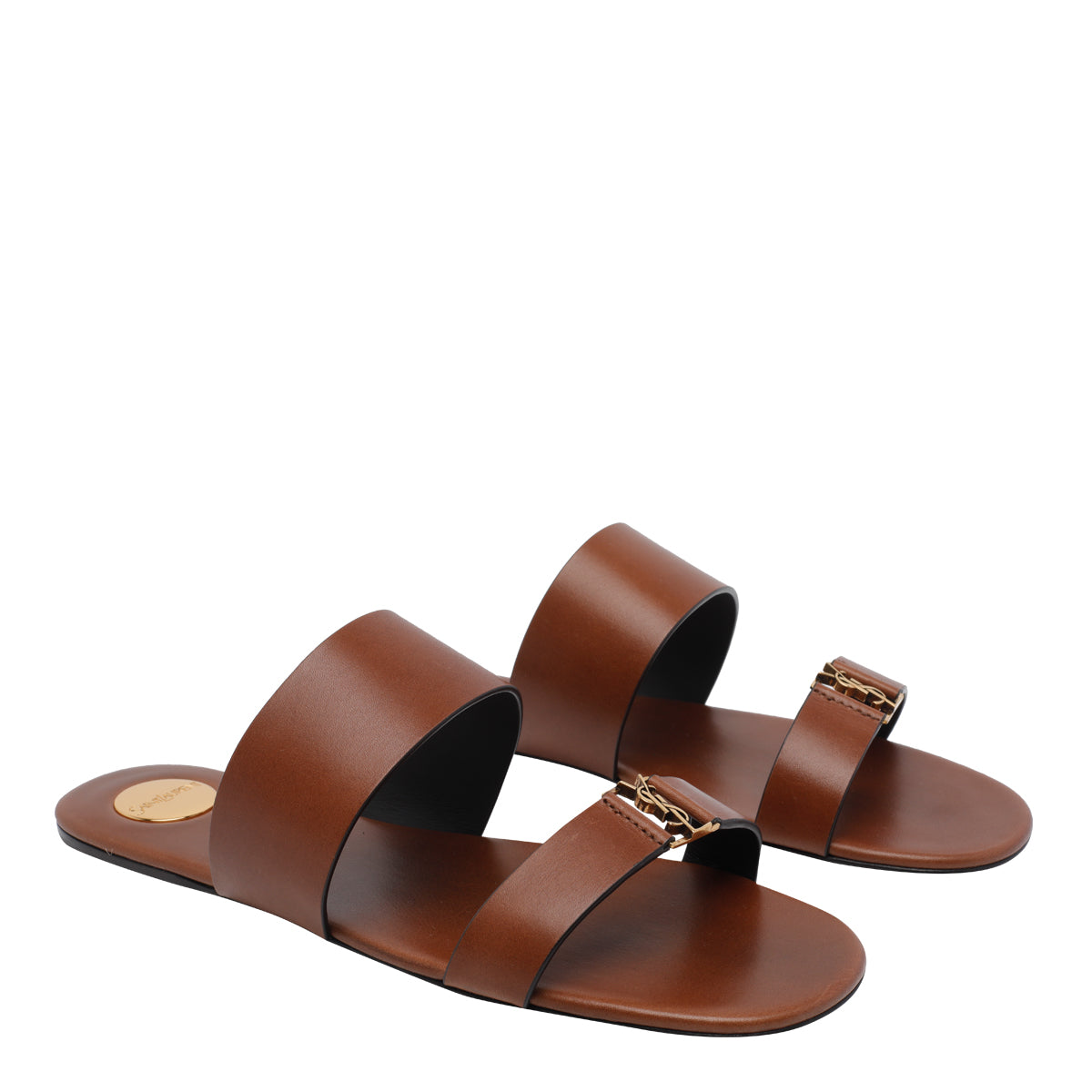 Saint Laurent Sandals Brown Calf Leather/leather Sole