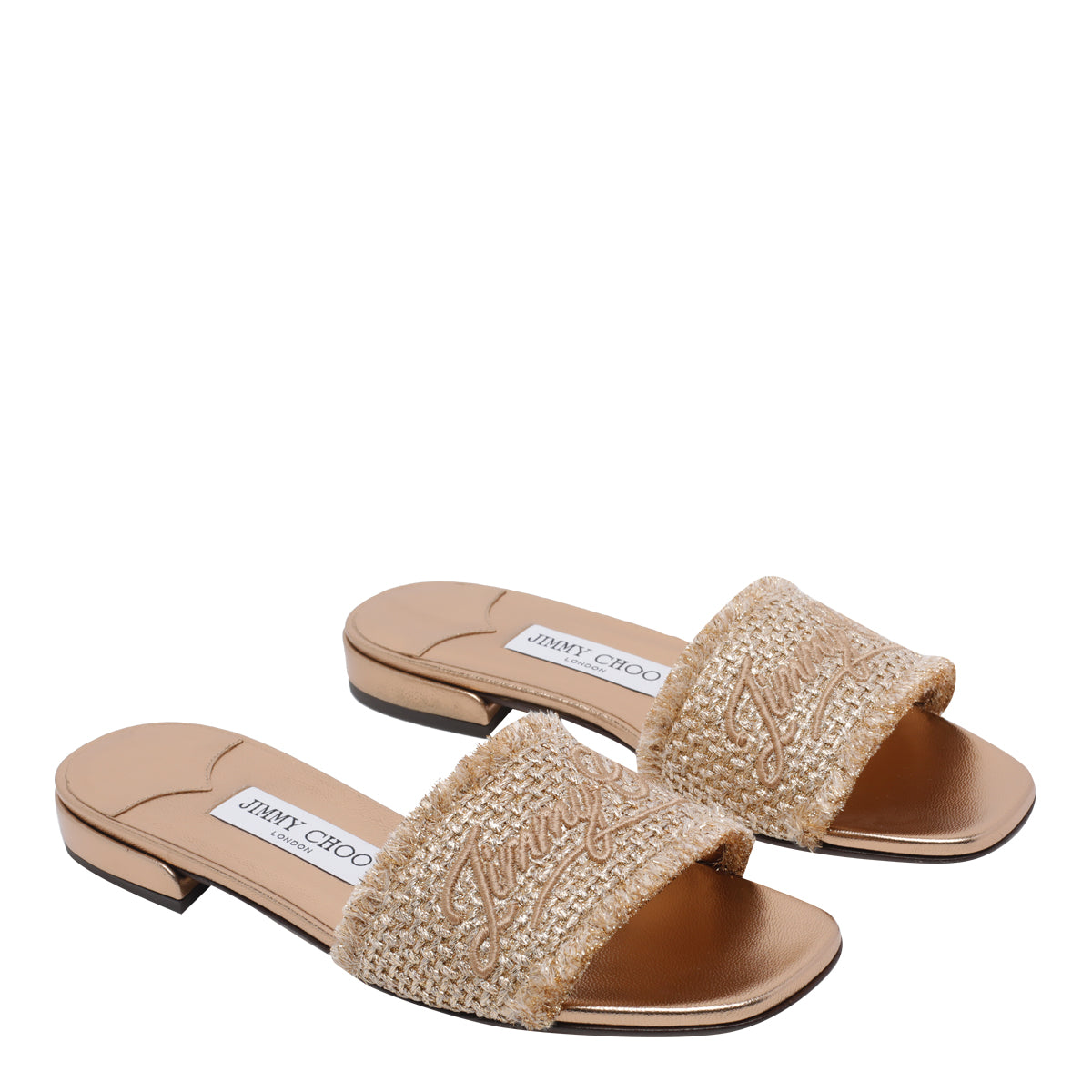 Jimmy Choo Sandals Brown Raffia Metallic/leather Sole