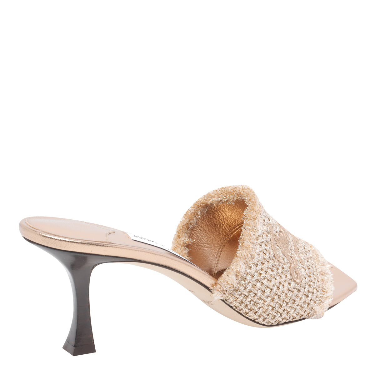 Jimmy Choo With Heel Beige Raffia Metallic/leather Sole