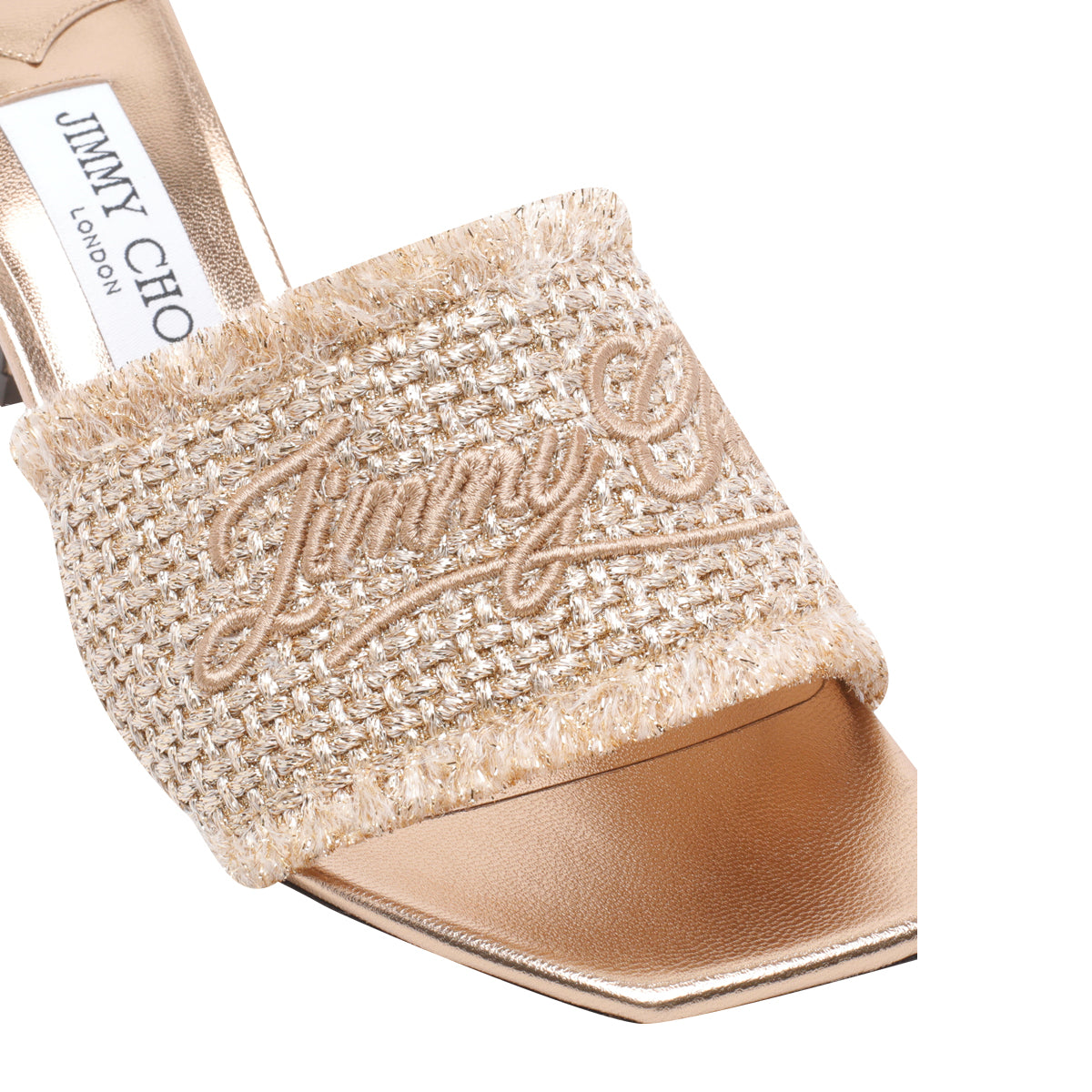 Jimmy Choo With Heel Beige Raffia Metallic/leather Sole