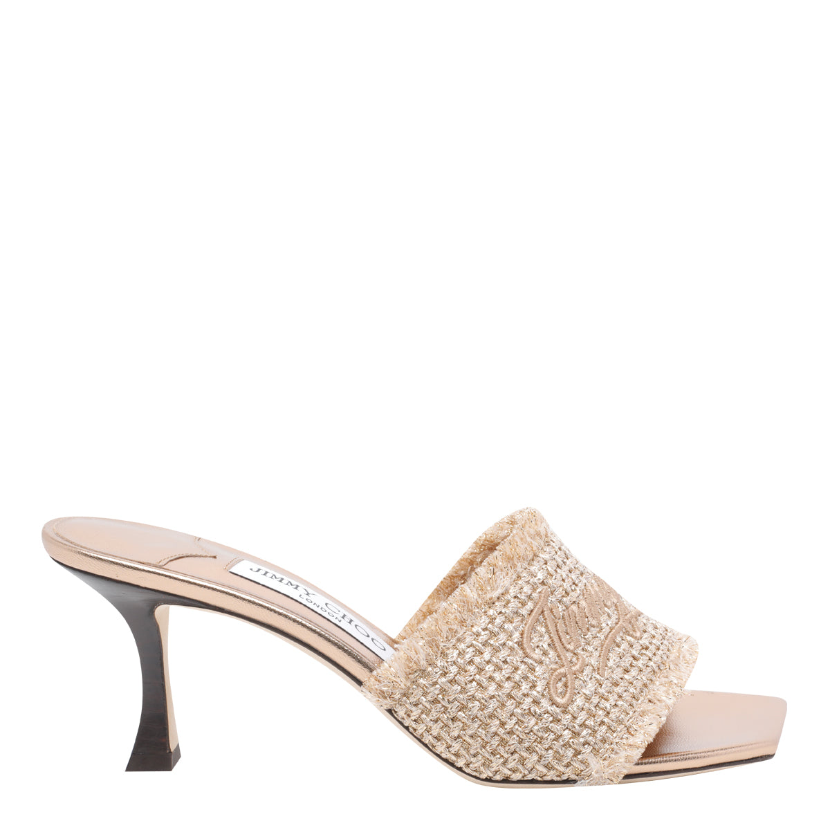 Jimmy Choo With Heel Beige Raffia Metallic/leather Sole
