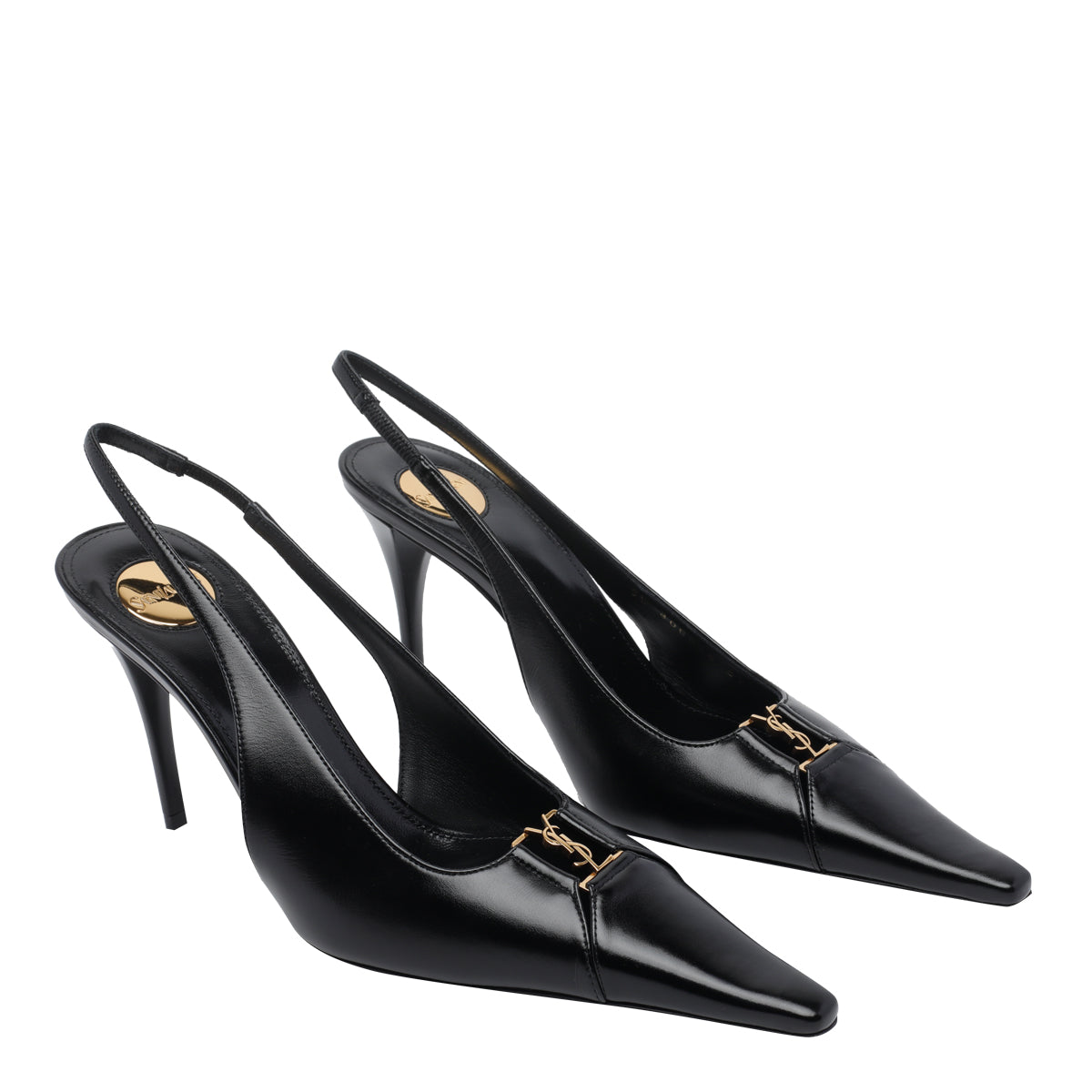 Saint Laurent With Heel Black Calf Leather/leather Sole