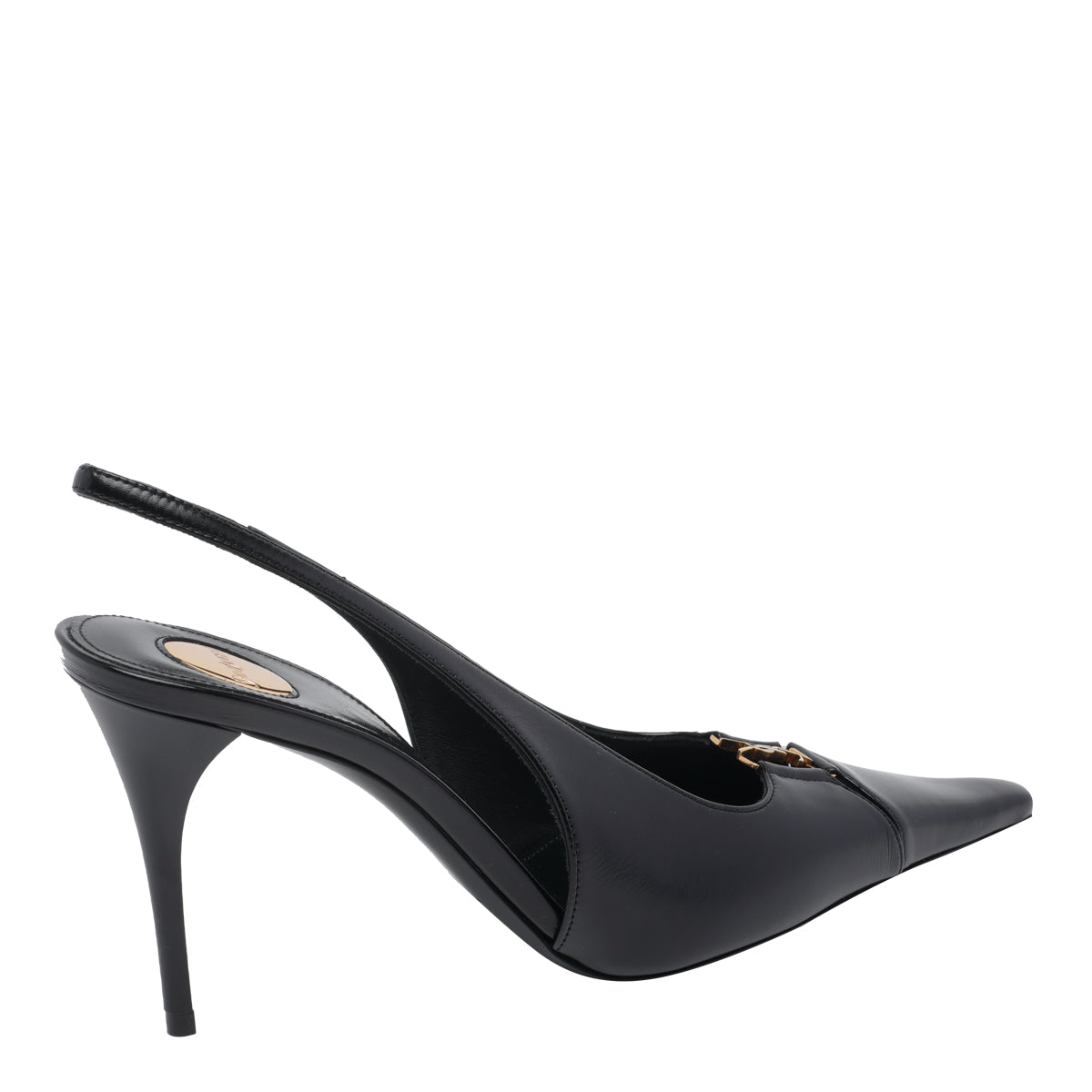 Saint Laurent With Heel Black Calf Leather/leather Sole