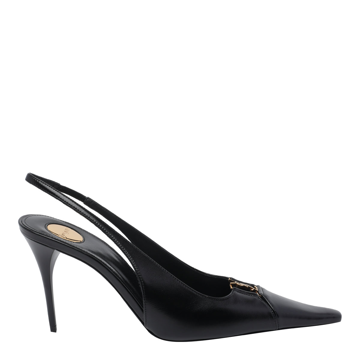 Saint Laurent With Heel Black Calf Leather/leather Sole