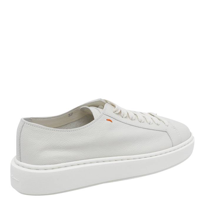Santoni Sneakers White Calf Leather/rubber Sole