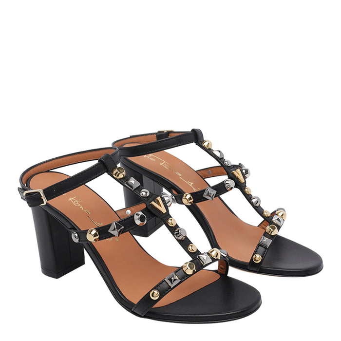Via Roma 15 Sandals Black Calf Leather/leather Sole