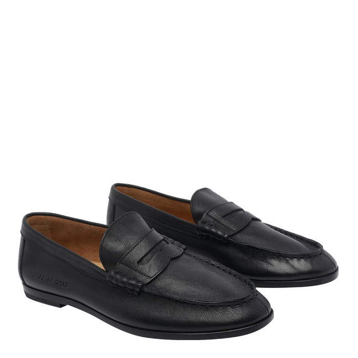 Common Projects Flat Shoes Black Calf Leather/leather Sole