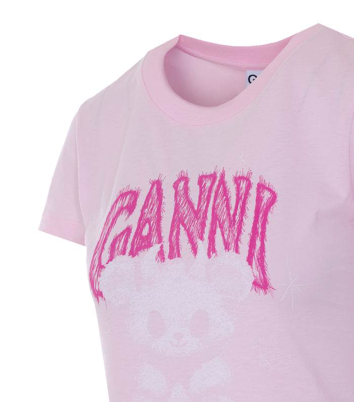 GANNI T-shirts and Polos Pink Cotton