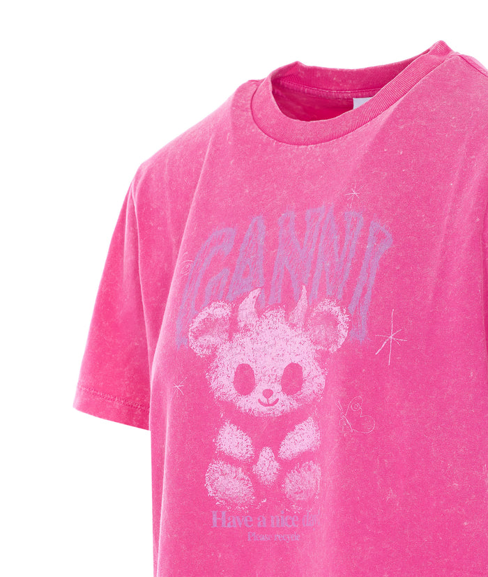Ganni T-Shirts And Polos Fuchsia Organic Cotton