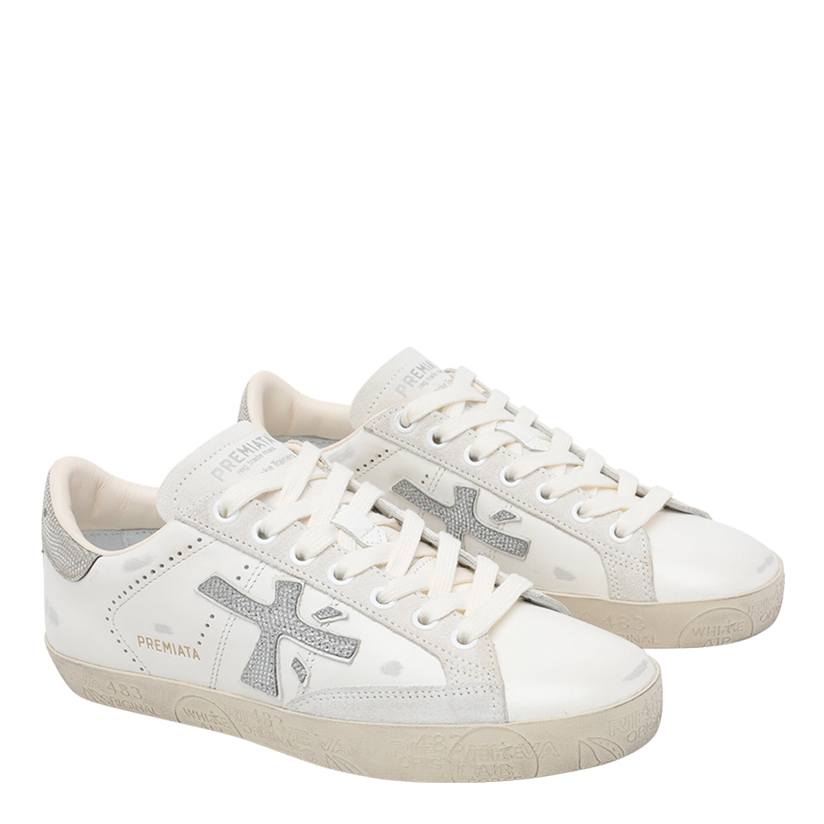 Premiata Sneakers White Calf Leather/rubber Sole