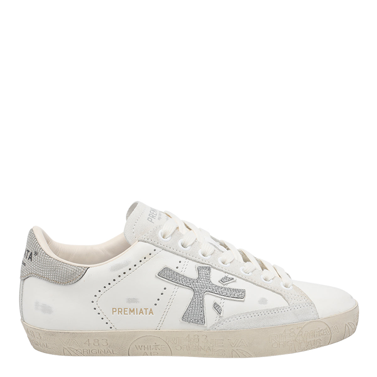 Premiata Sneakers White Calf Leather/rubber Sole