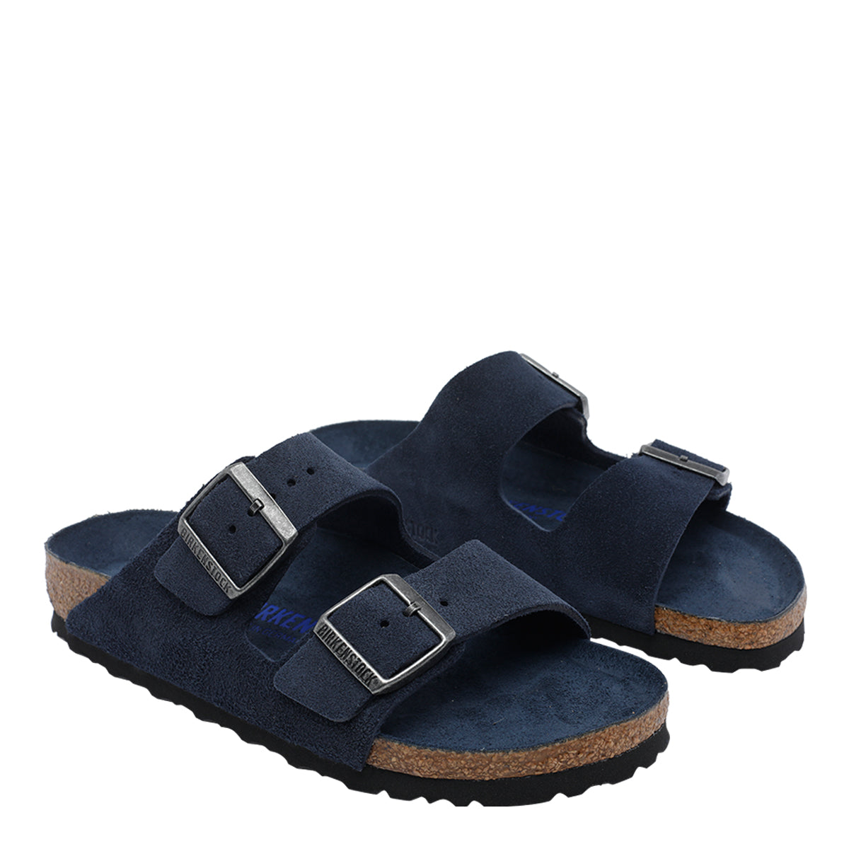 Birkenstock Sandals Blue Suede Leather/rubber Sole