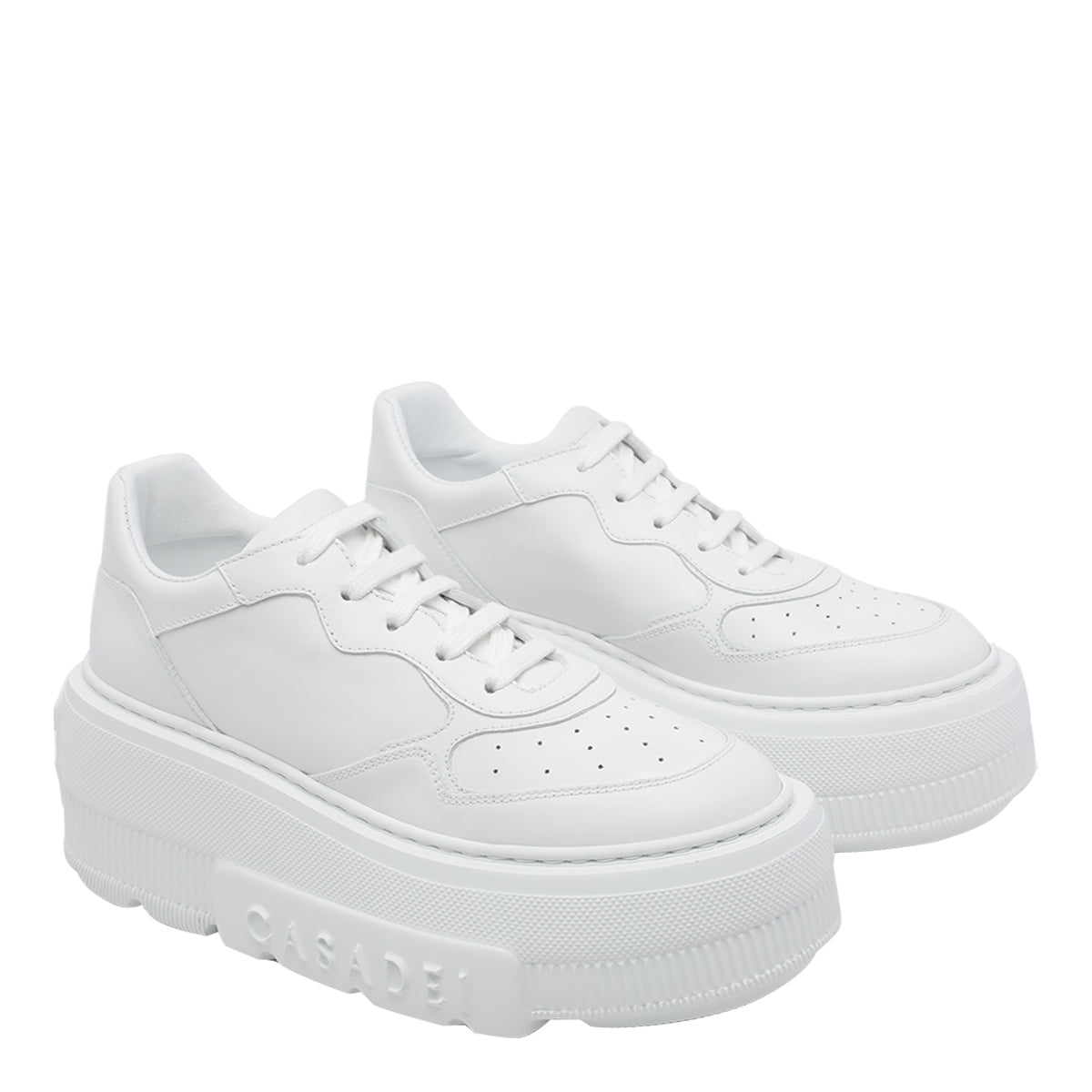 Casadei Sneakers White Calf Leather/rubber Sole