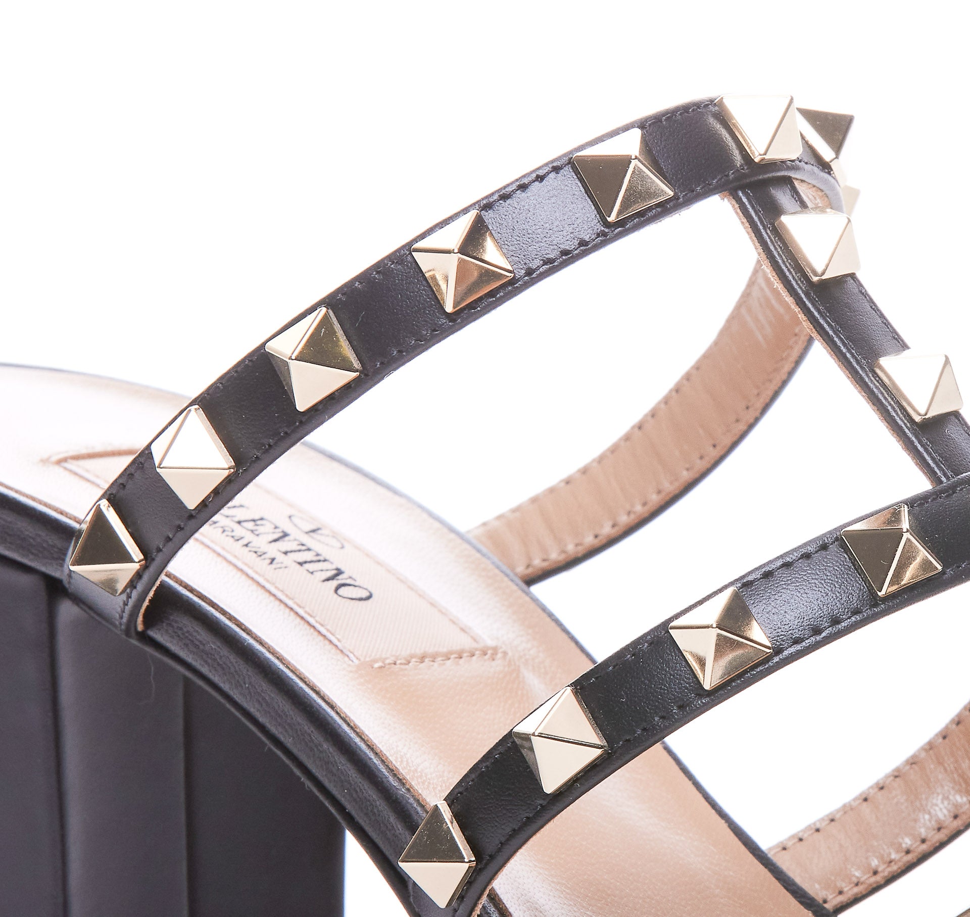 Valentino Garavani Sandals Black Calf Leather/leather Sole