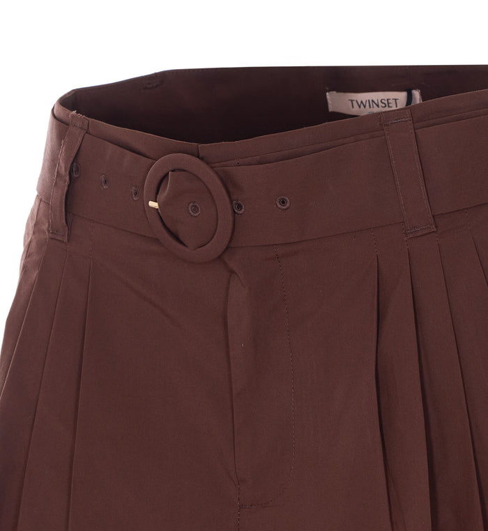 Twin-Set Shorts Brown Cotton