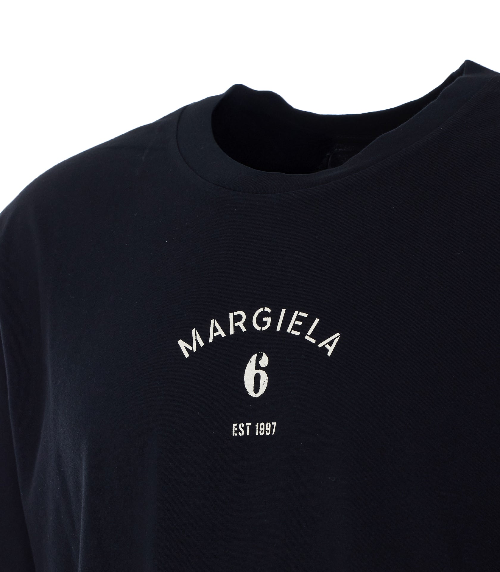 Mm6 Maison Margiela T-Shirts And Polos Black Cotton