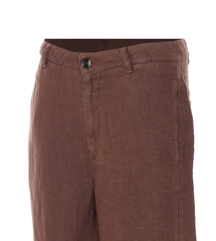 True Avenue Trousers Brown Linen