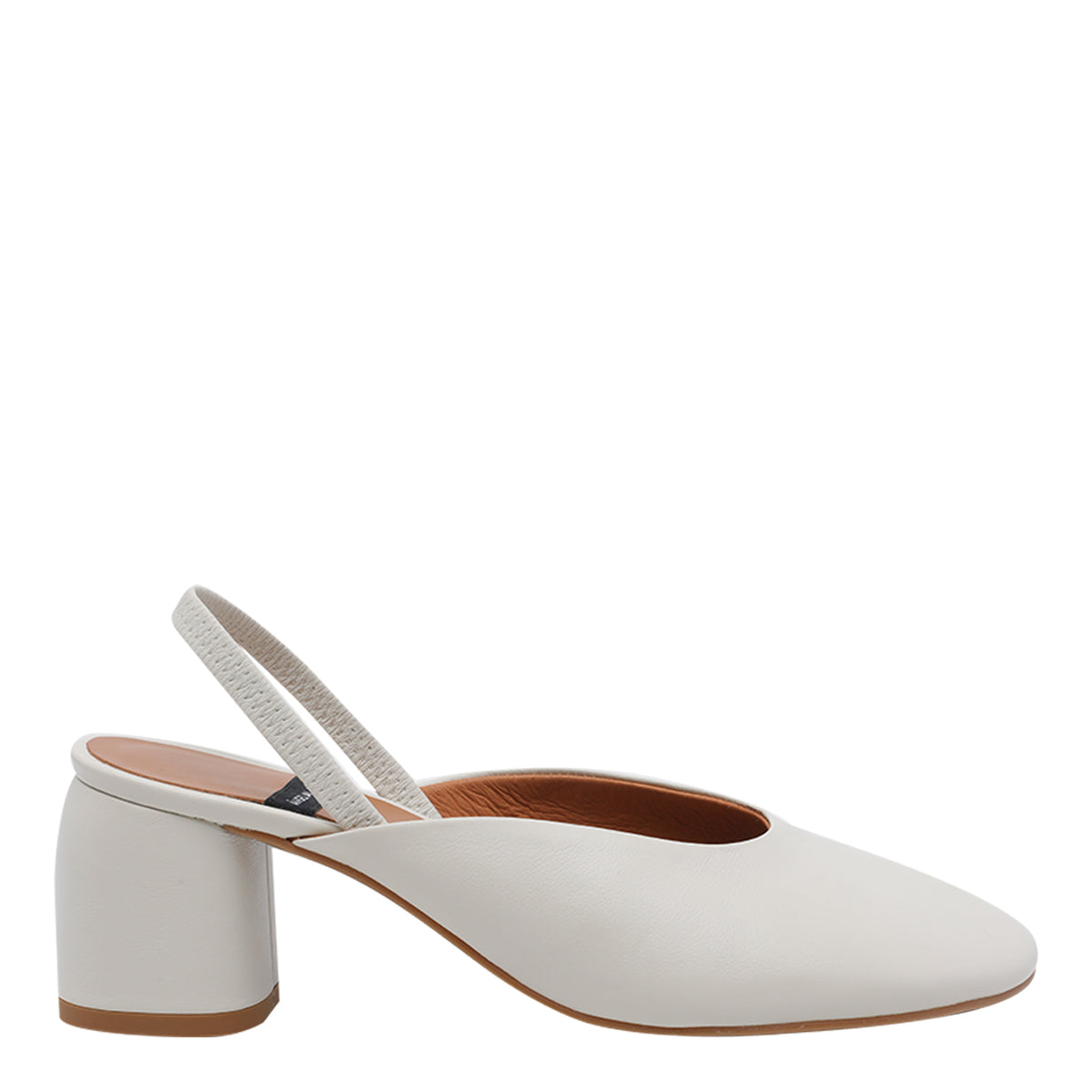 Angel Alarcon With Heel White Calf Leather/rubber Sole